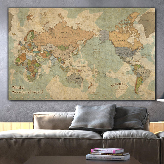 Pacific Centered Push Pin Travel Map - Single Panel