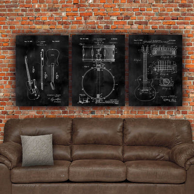 Gibson Guitar Patent Print Art on Canvas - Canvas Wall Art - HolyCowCanvas