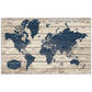 Rustic Wood Grain Push Pin World Map - Single Panel