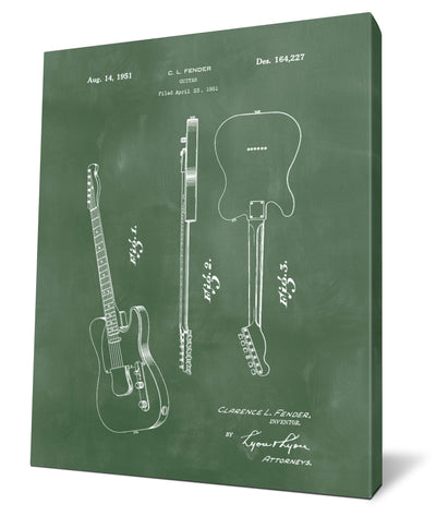 Fender Guitar Patent Print Art on Canvas - Canvas Wall Art - HolyCowCanvas