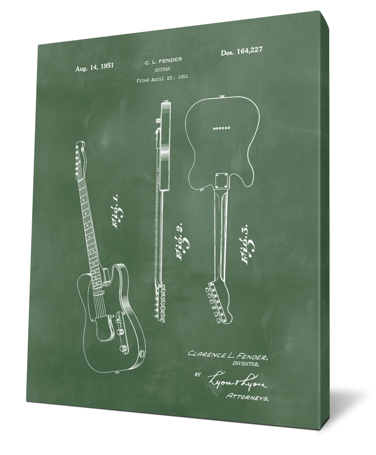 Fender Guitar Patent Print Art on Canvas - Canvas Wall Art - HolyCowCanvas