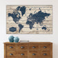 Rustic Wood Grain Push Pin World Map - Single Panel