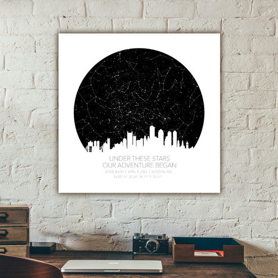 Square Skyline Star Map Canvas Wall Art