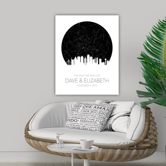 Large Skyline Star Map Canvas Wall Art