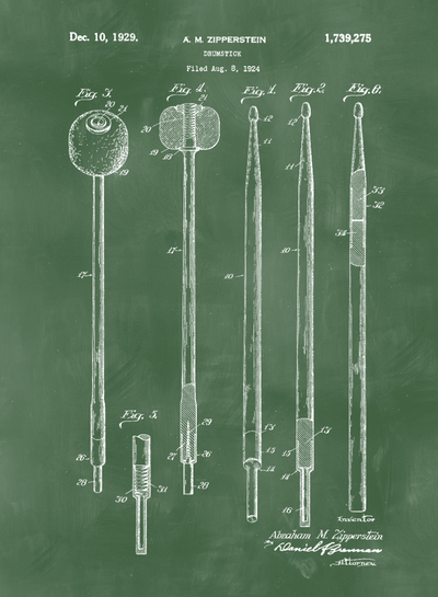 Drumstick Patent Print Art on Canvas - Canvas Wall Art - HolyCowCanvas