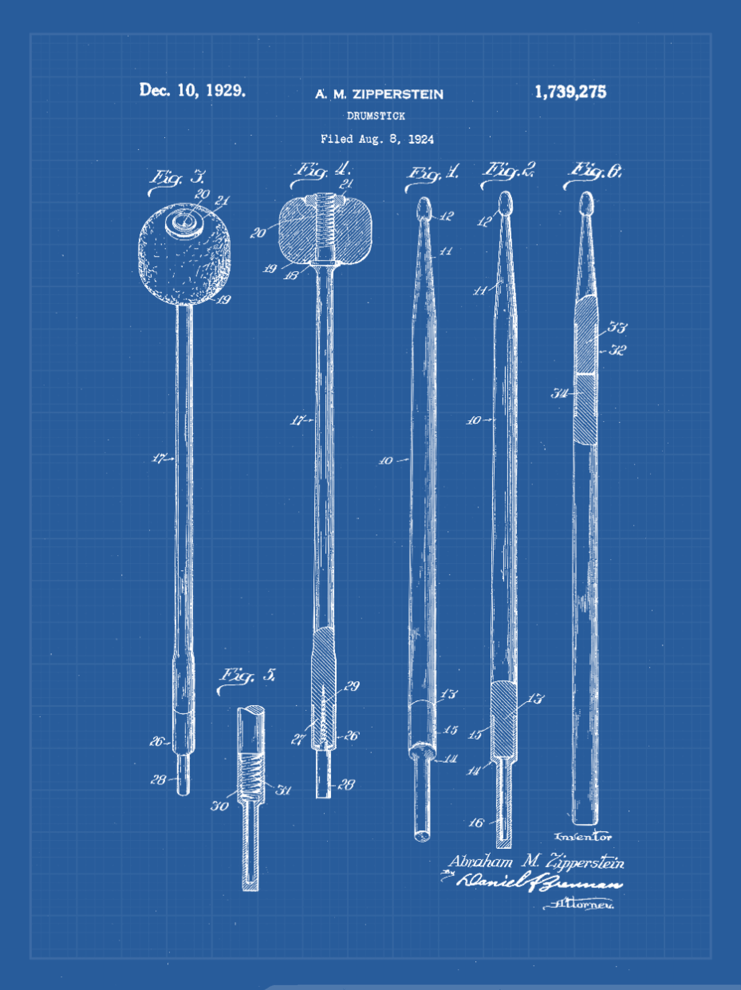 Drumstick Patent Print Art on Canvas - Canvas Wall Art - HolyCowCanvas