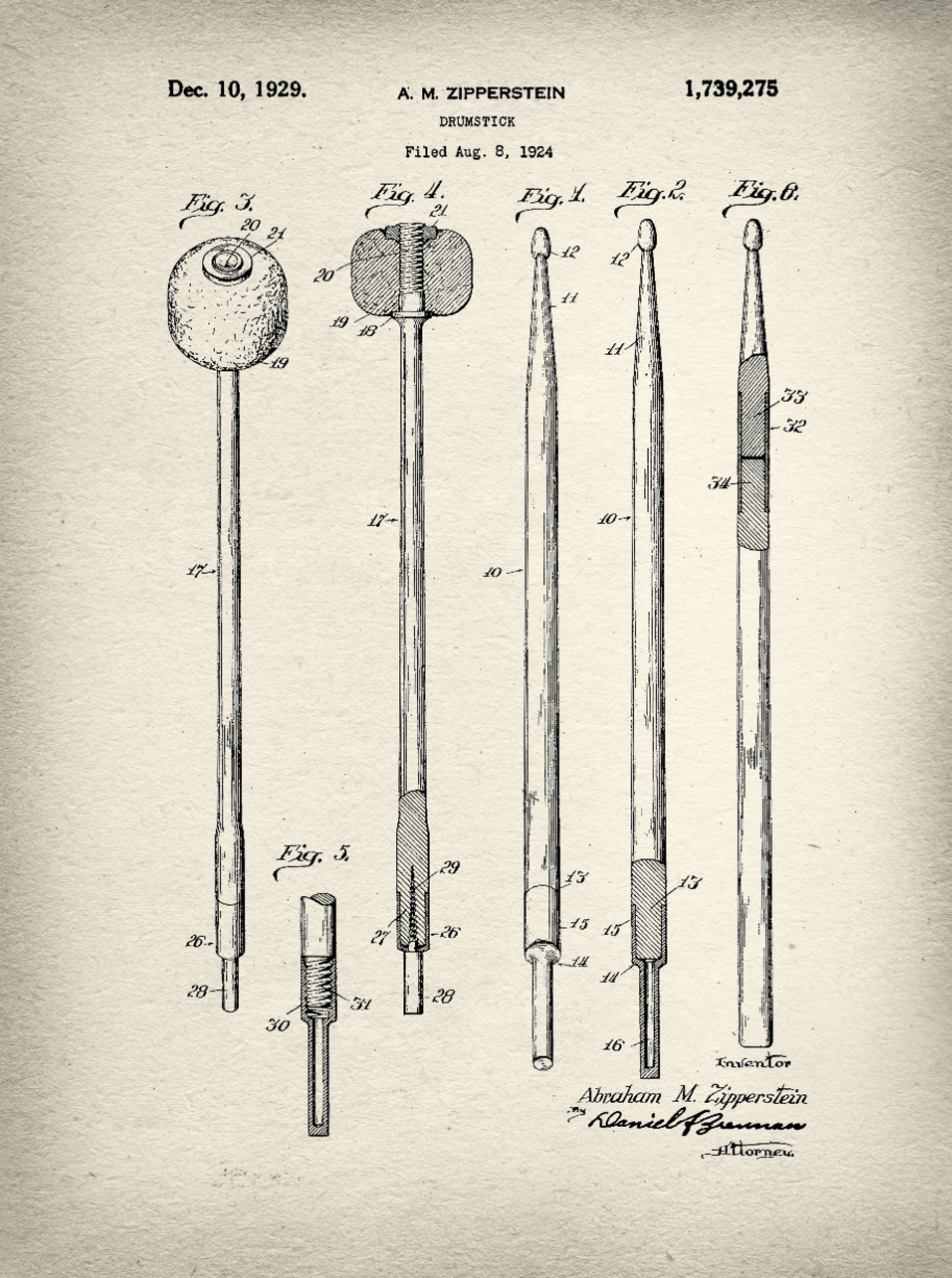 Drumstick Patent Print Art on Canvas - Canvas Wall Art - HolyCowCanvas