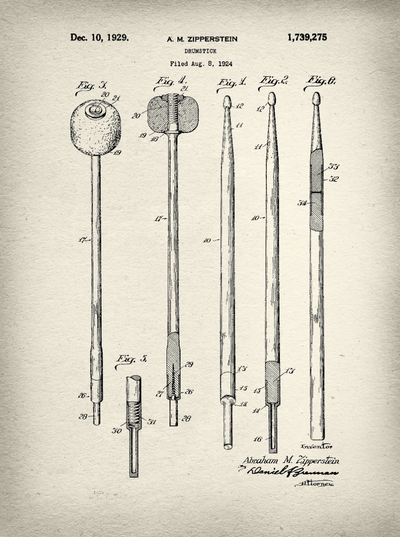 Drumstick Patent Print Art on Canvas - Canvas Wall Art - HolyCowCanvas