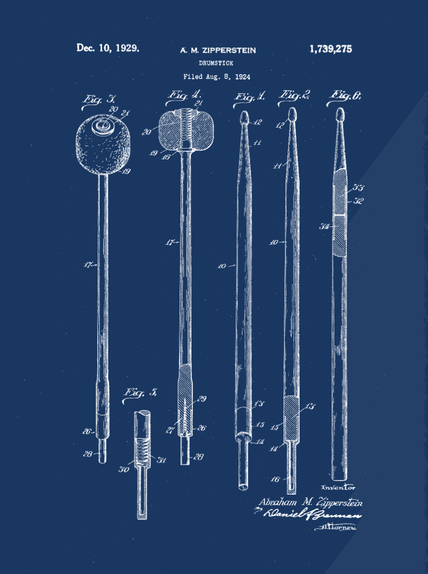 Drumstick Patent Print Art on Canvas - Canvas Wall Art - HolyCowCanvas