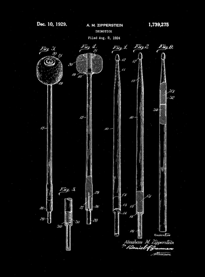 Drumstick Patent Print Art on Canvas - Canvas Wall Art - HolyCowCanvas