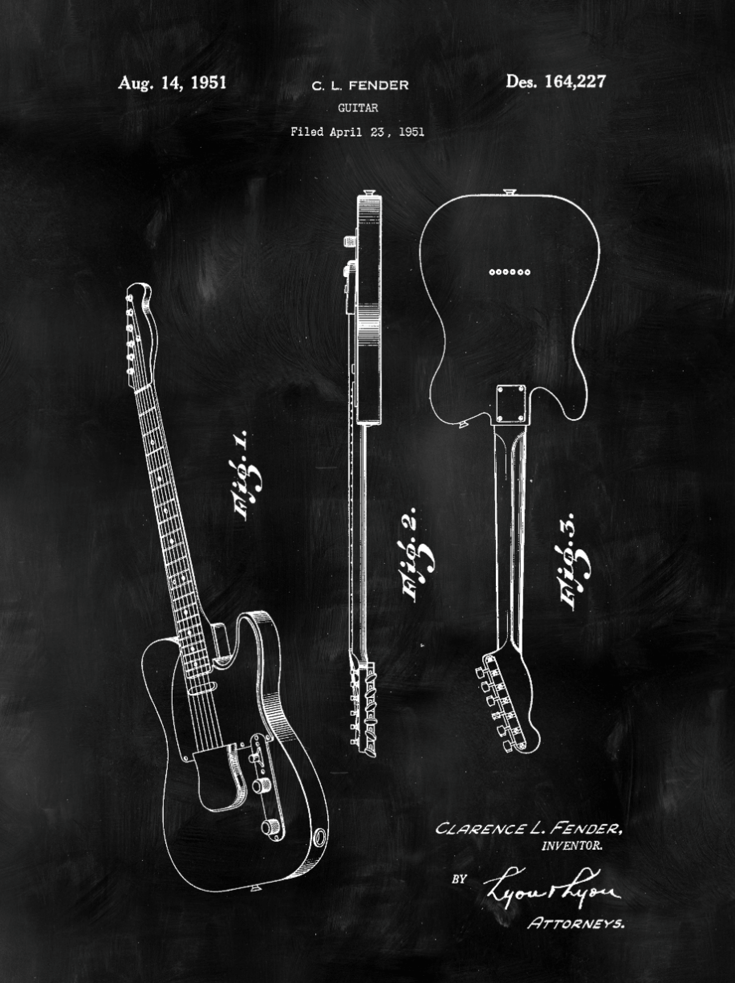 Fender Guitar Patent Print Art on Canvas - Canvas Wall Art - HolyCowCanvas