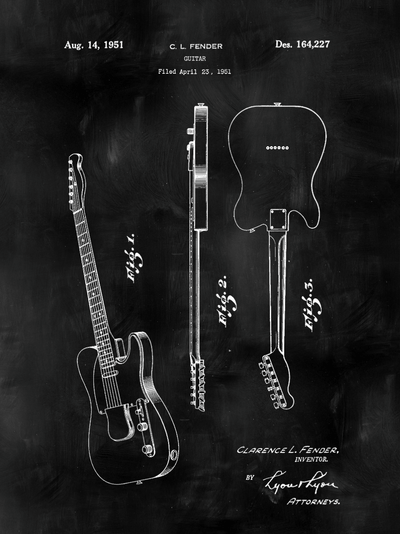 Fender Guitar Patent Print Art on Canvas - Canvas Wall Art - HolyCowCanvas