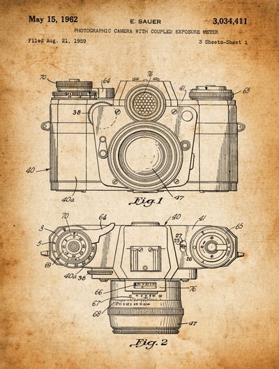 Camera Patent Print Art on Canvas - Canvas Wall Art - HolyCowCanvas