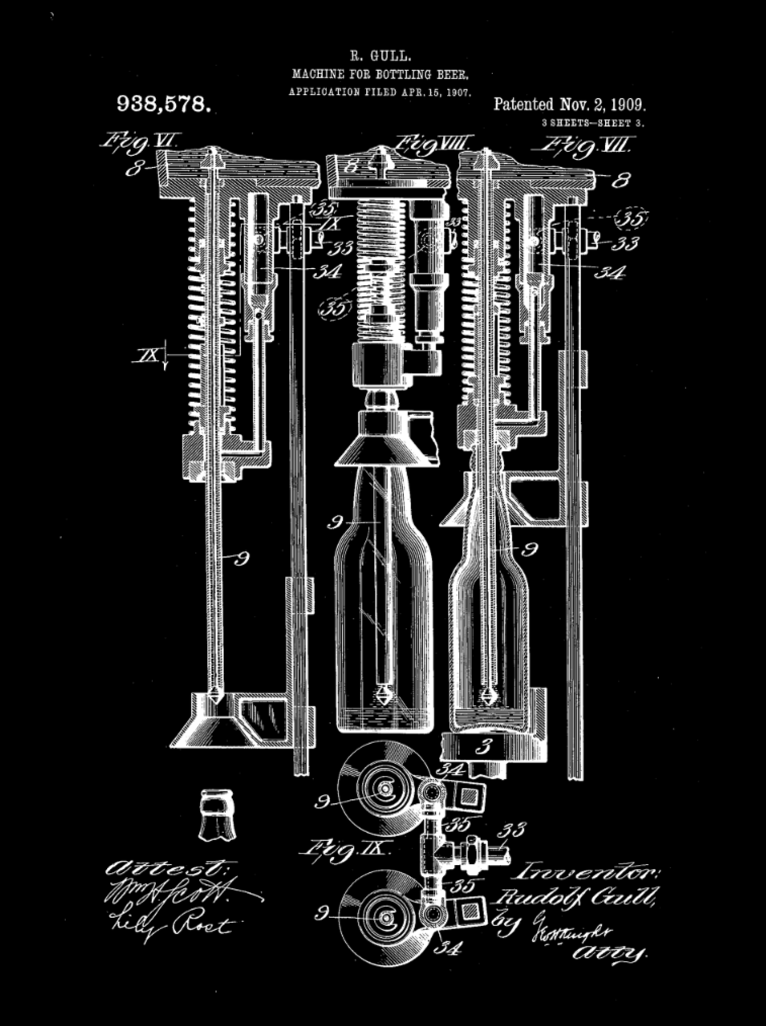 Beer Bottle Machine Patent Print on Canvas - Canvas Wall Art - HolyCowCanvas