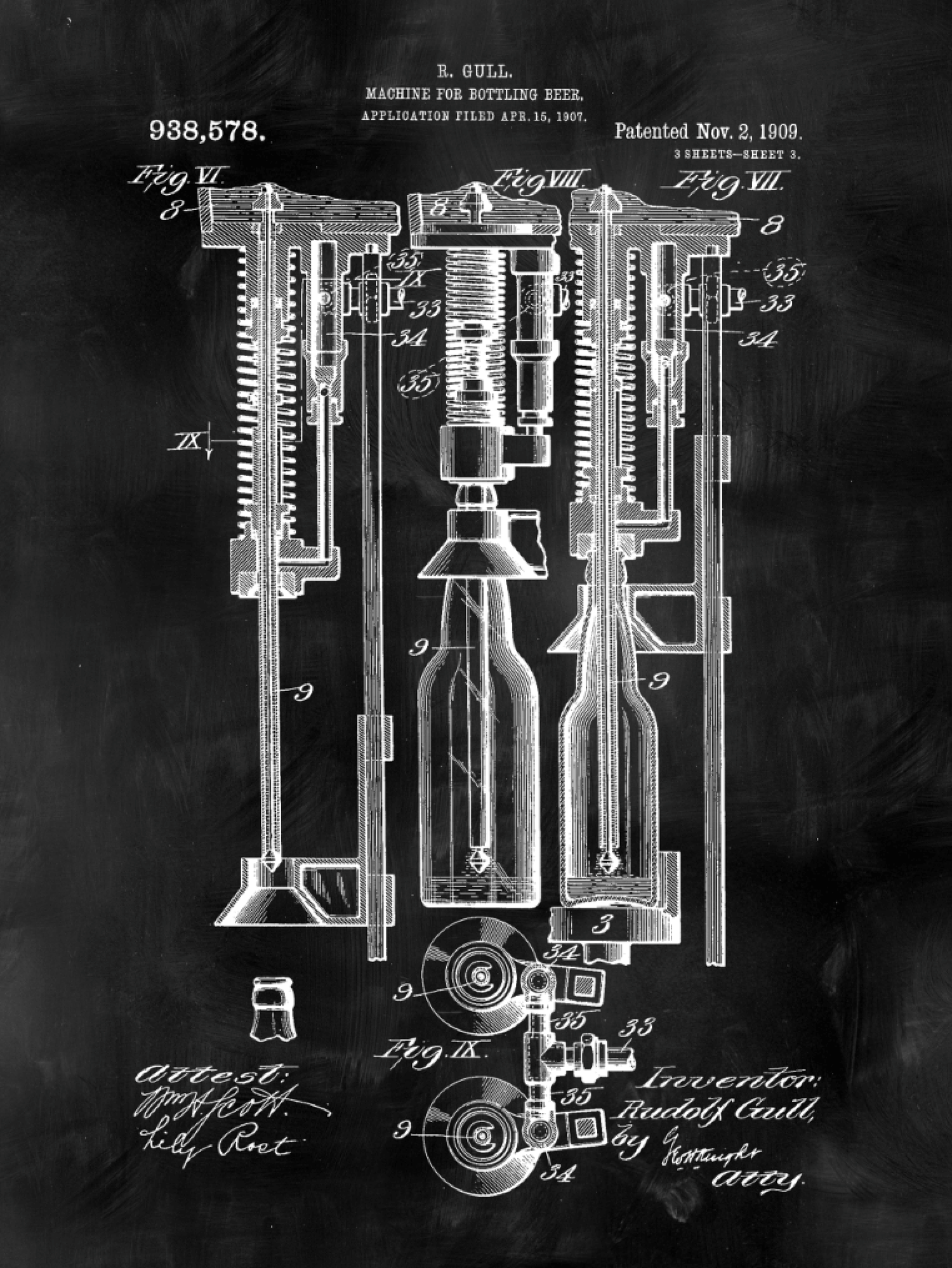 Beer Bottle Machine Patent Print on Canvas - Canvas Wall Art - HolyCowCanvas
