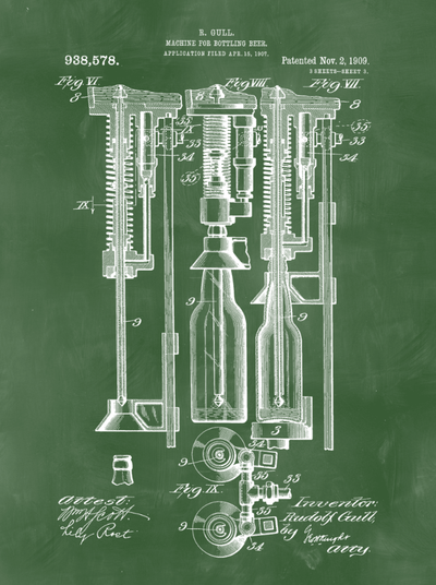 Beer Bottle Machine Patent Print on Canvas - Canvas Wall Art - HolyCowCanvas