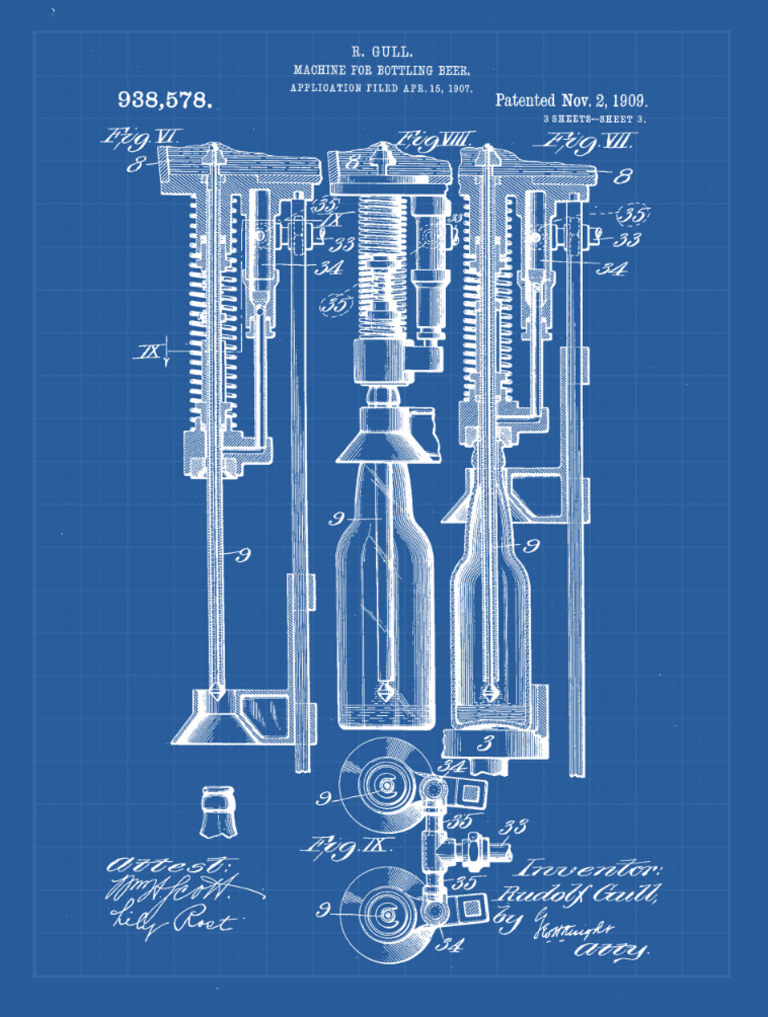 Beer Bottle Machine Patent Print on Canvas - Canvas Wall Art - HolyCowCanvas