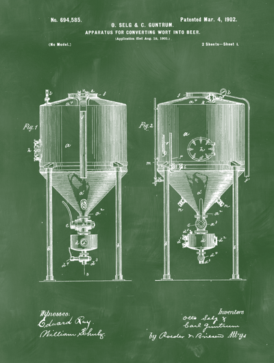 Beer Fermenter Patent Print Art on Canvas - Canvas Wall Art - HolyCowCanvas