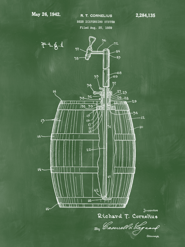 Beer Patent Print Art on Canvas - Set of 3 or 4 - Canvas Wall Art - HolyCowCanvas