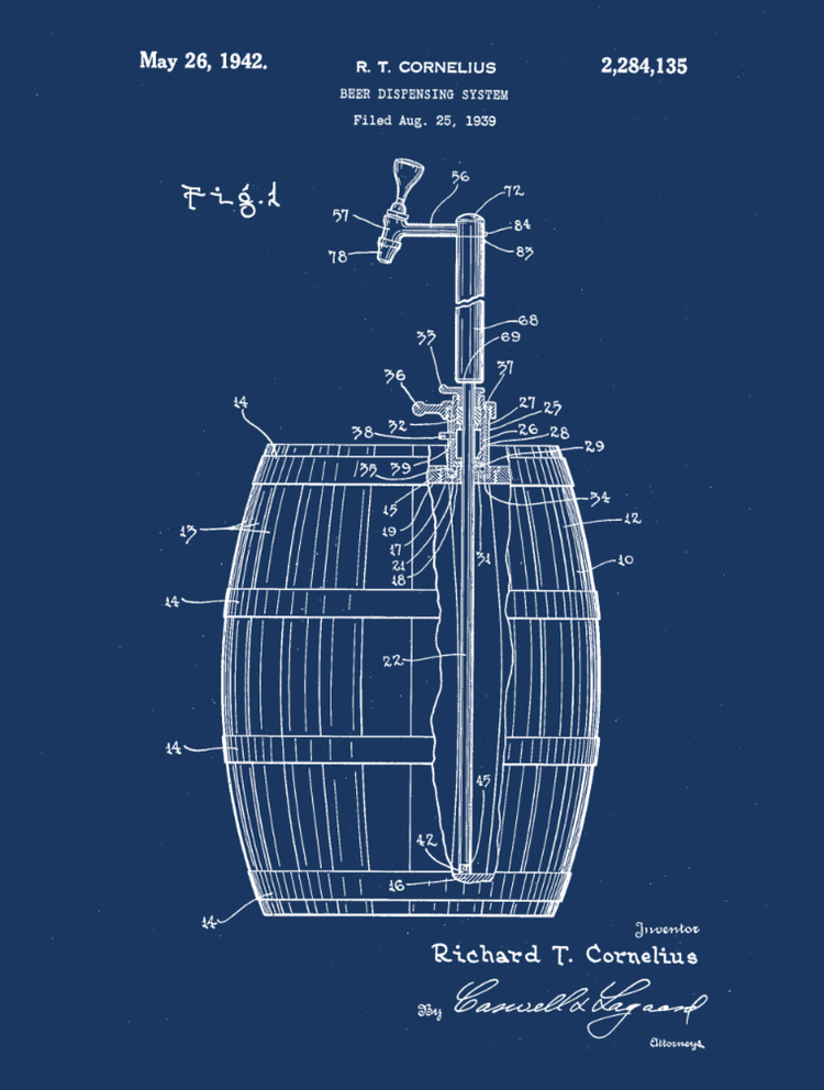 Beer Patent Print Art on Canvas - Set of 3 or 4 - Canvas Wall Art - HolyCowCanvas