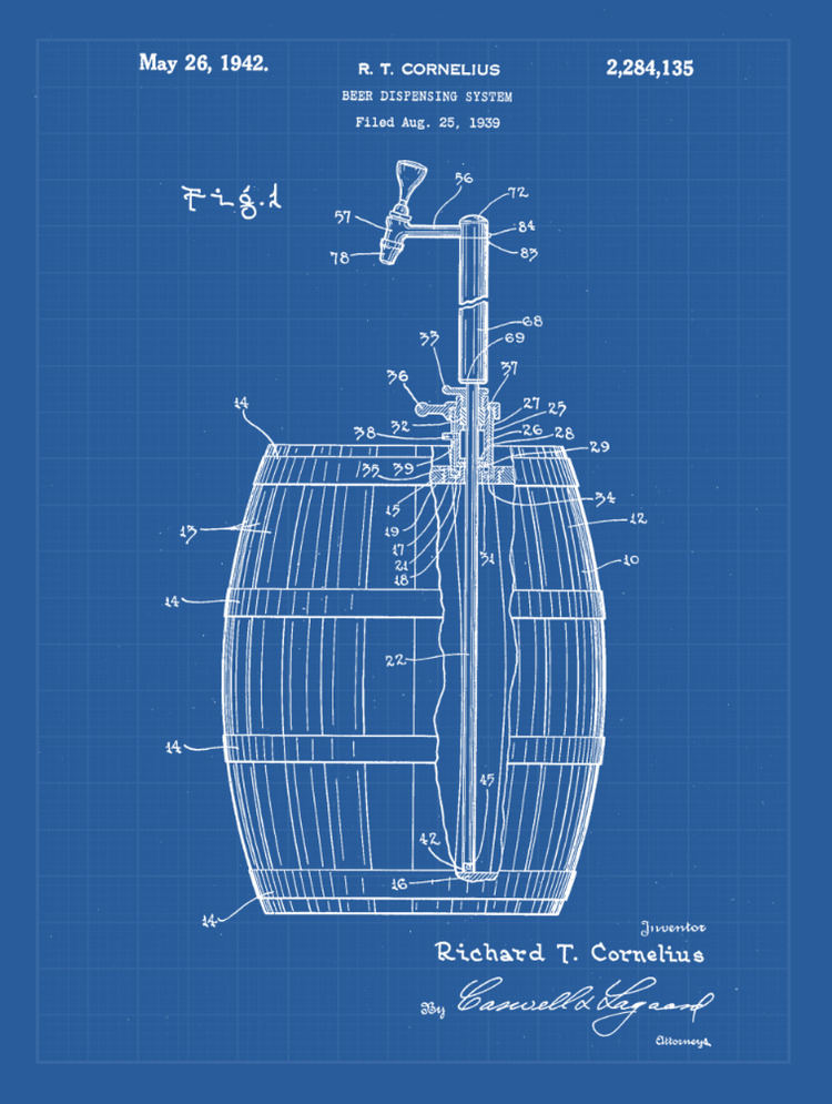Beer Patent Print Art on Canvas - Set of 3 or 4 - Canvas Wall Art - HolyCowCanvas