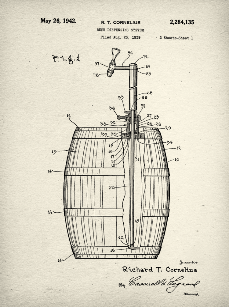 Beer Patent Print Art on Canvas - Set of 3 or 4 - Canvas Wall Art - HolyCowCanvas