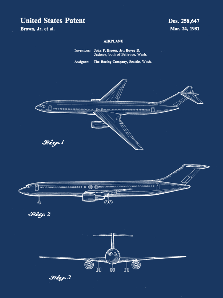 Airplane Patent Print Art on Canvas - Canvas Wall Art - HolyCowCanvas