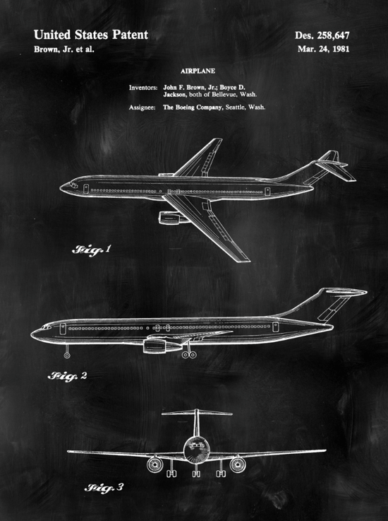 Airplane Patent Print Art on Canvas - Canvas Wall Art - HolyCowCanvas