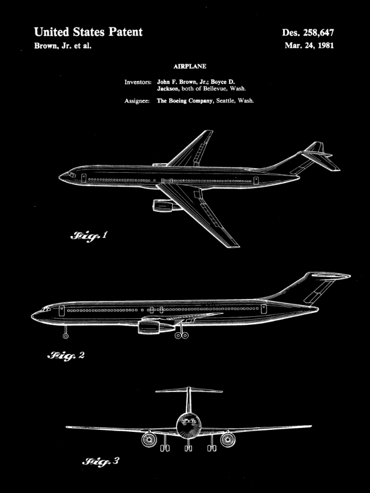 Airplane Patent Print Art on Canvas - Canvas Wall Art - HolyCowCanvas