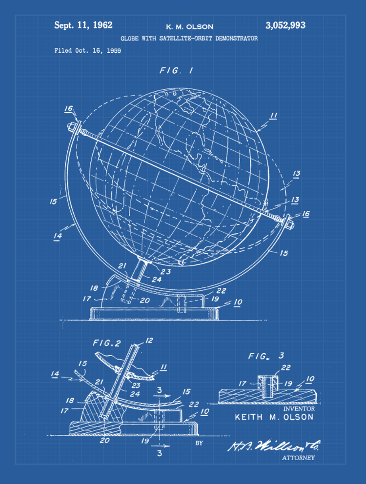 Globe Patent Print Art on Canvas - Canvas Wall Art - HolyCowCanvas