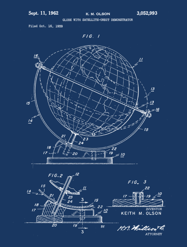 Globe Patent Print Art on Canvas - Canvas Wall Art - HolyCowCanvas