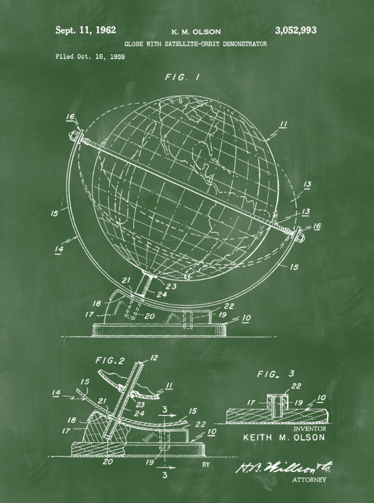 Globe Patent Print Art on Canvas - Canvas Wall Art - HolyCowCanvas