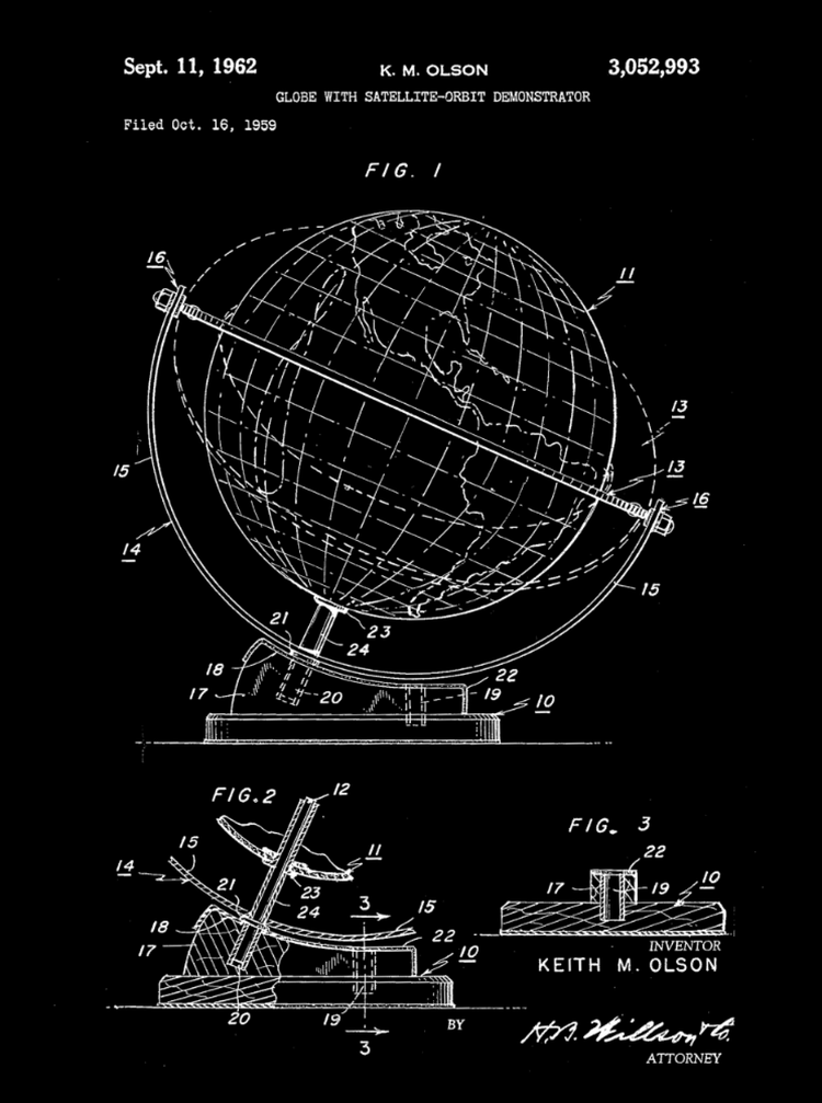 Globe Patent Print Art on Canvas - Canvas Wall Art - HolyCowCanvas
