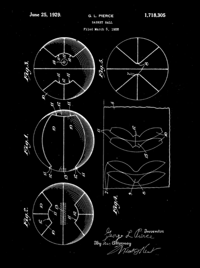 Basketball Patent Print Art on Canvas - Canvas Wall Art - HolyCowCanvas
