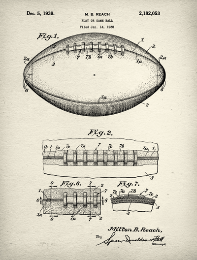 Football Patent Print Art on Canvas - Canvas Wall Art - HolyCowCanvas