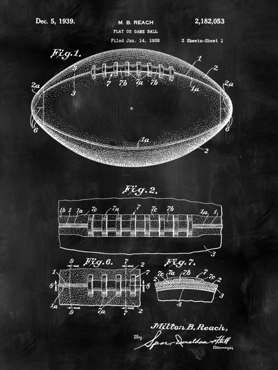 Football Patent Print Art on Canvas - Canvas Wall Art - HolyCowCanvas