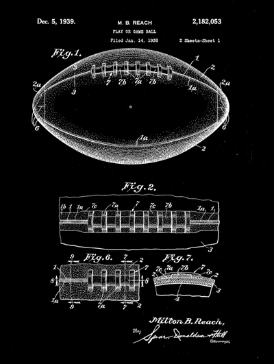 Football Patent Print Art on Canvas - Canvas Wall Art - HolyCowCanvas