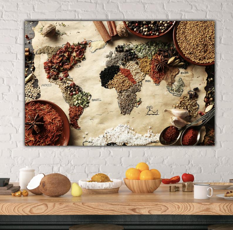 World Spice Map Canvas Art Holy Cow Canvas
