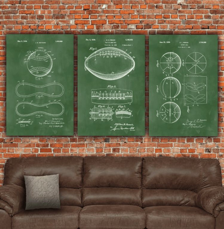 Sports Patent Print Set on Canvas - Canvas Wall Art - HolyCowCanvas