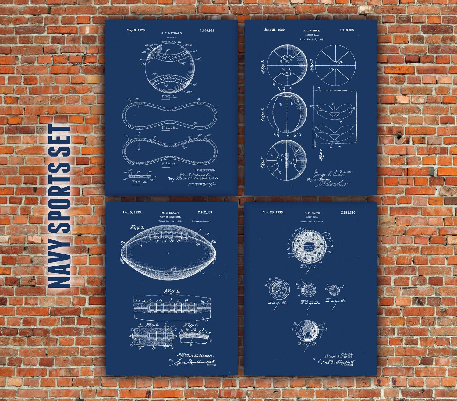 Sports Patent Print Set on Canvas - Canvas Wall Art - HolyCowCanvas
