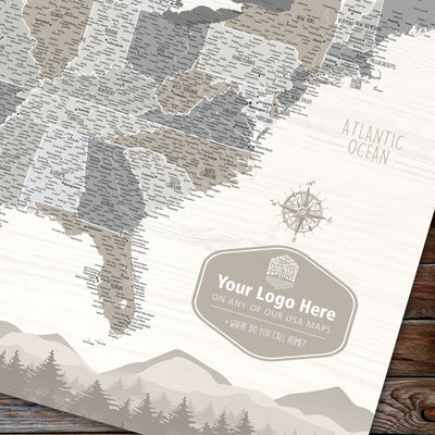 Your Logo on a USA Push Pin Map | Holy Cow Canvas