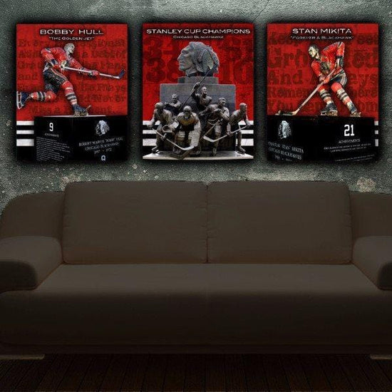 Chicago Blackhawks Canvas Wall Art Set of 3 - Canvas Wall Art - HolyCowCanvas