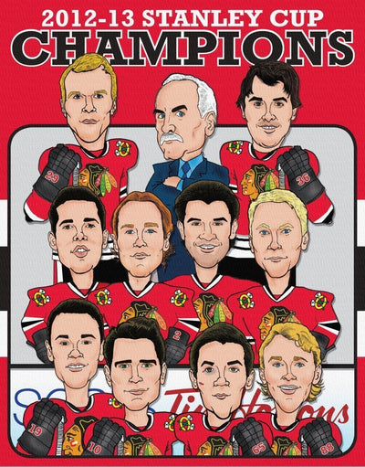 Blackhawks Illustration - 2013 Stanley Cup - Canvas Wall Art - HolyCowCanvas