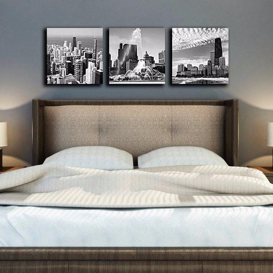 Chicago Skyline Black & White Wall Art - Canvas Wall Art - HolyCowCanvas