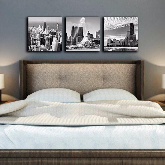 Chicago Skyline Black & White Wall Art - Canvas Wall Art - HolyCowCanvas