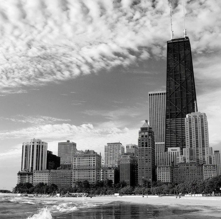 Chicago Skyline Black & White Wall Art