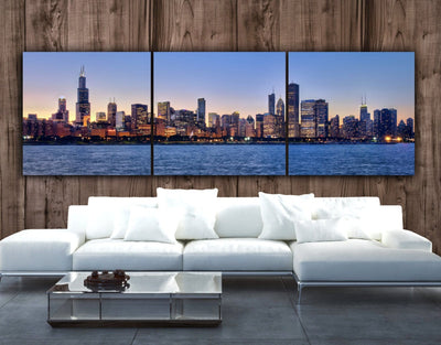 Chicago Skyline at Dusk - Canvas Wall Art - HolyCowCanvas