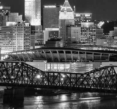 Cincinnati Skyline Black & White Canvas Art - Canvas Wall Art - HolyCowCanvas