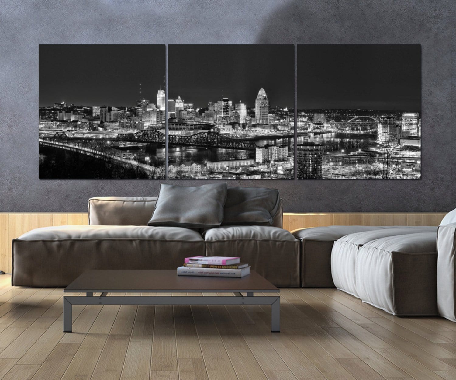 Cincinnati Skyline Black & White Canvas Art - Canvas Wall Art - HolyCowCanvas