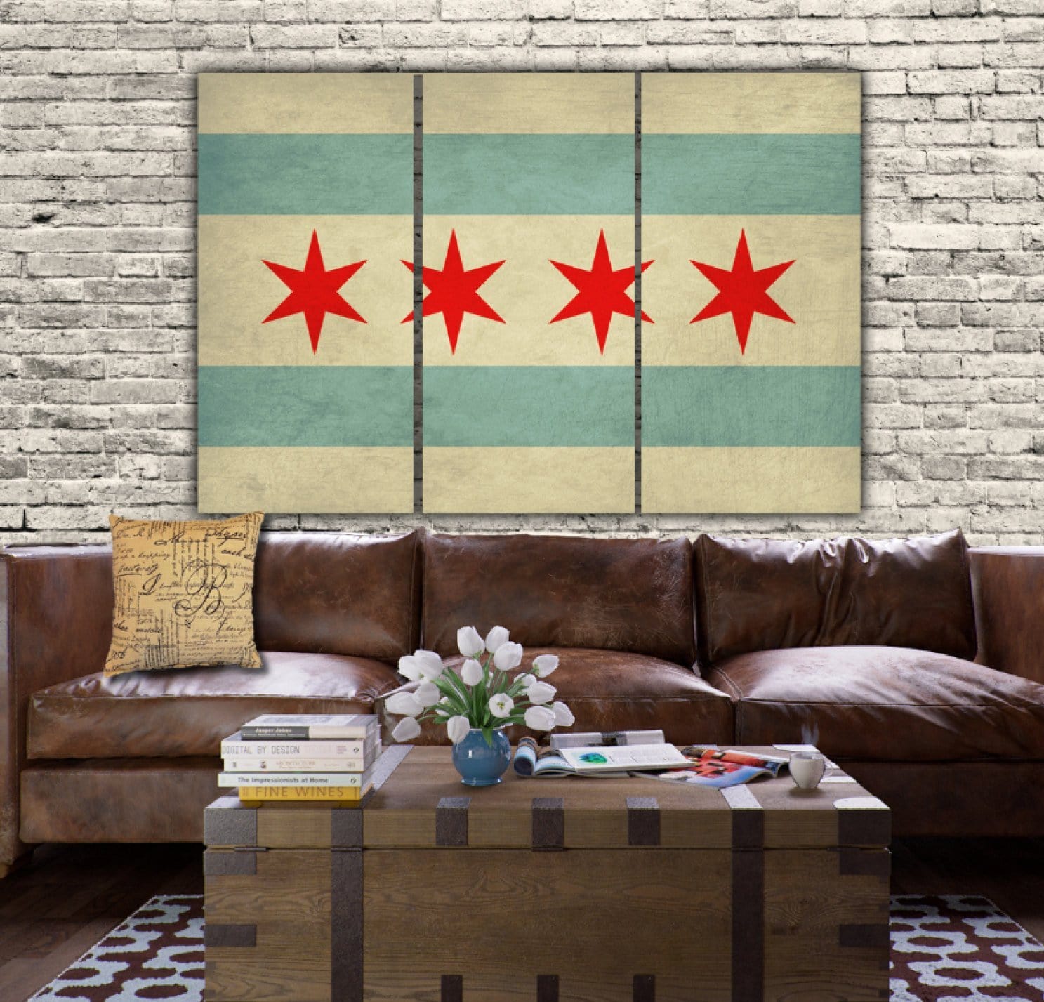 City of Chicago Flag Canvas Art - Canvas Wall Art - HolyCowCanvas